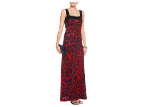 Diane Von Furstenberg Vestido largo de seda DvF Lourosa Negro Roja Púrpura 