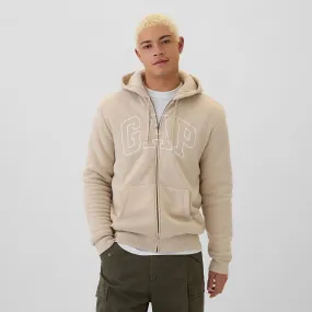 GAP Logo Fullzip Sherpa Hoodie Bedrock