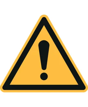 Señal Advertencia general, ISO 7010, lámina autoadhesiva, 100 mm, pack = 20 uds.