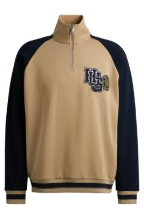 Sudadera de felpa de rizo de algodón con logo de estilo universitario