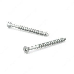 Tornillo zincado para madera, cabeza plana con costillas, ranura cuadrada, rosca gruesa, punta estándar